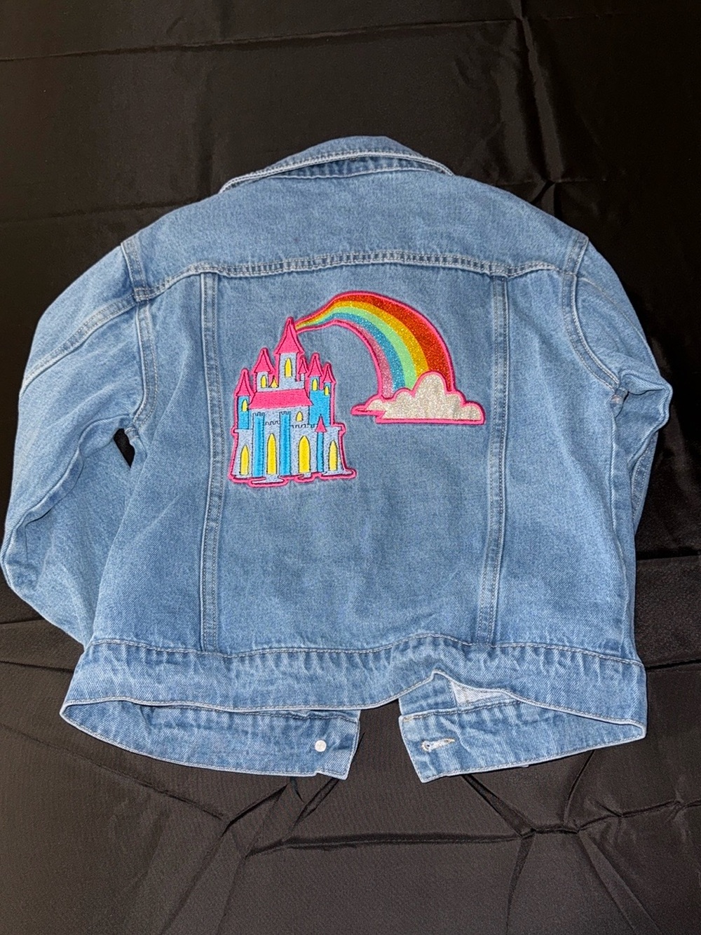 Disney Light Blue Denim Jacket with Rainbow & Castle Patch